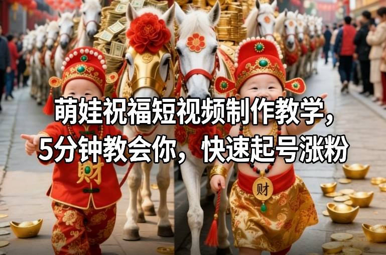 萌娃祝福短视频制作教学，5分钟教会你，快速起号涨粉-仙女副业网