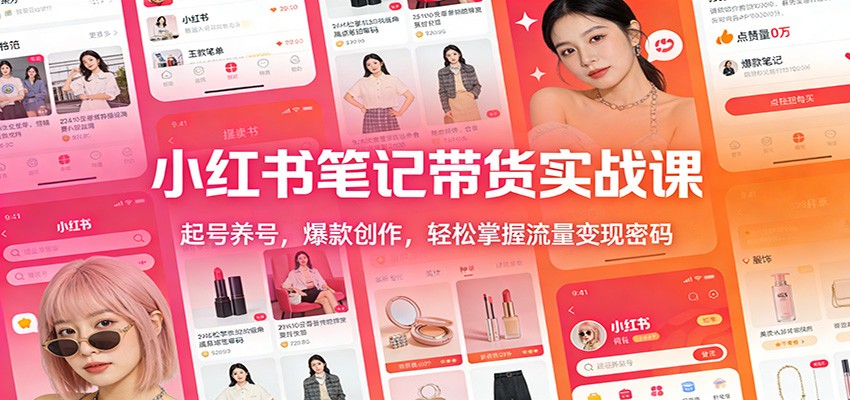 小红书笔记带货实战课：起号养号，爆款创作，轻松掌握流量变现密码-仙女副业网