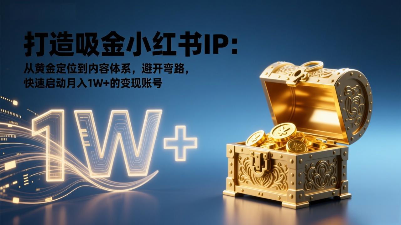 打造吸金小红书IP：从黄金定位到内容体系，避开弯路，快速启动月入1W+的变现账号-仙女副业网