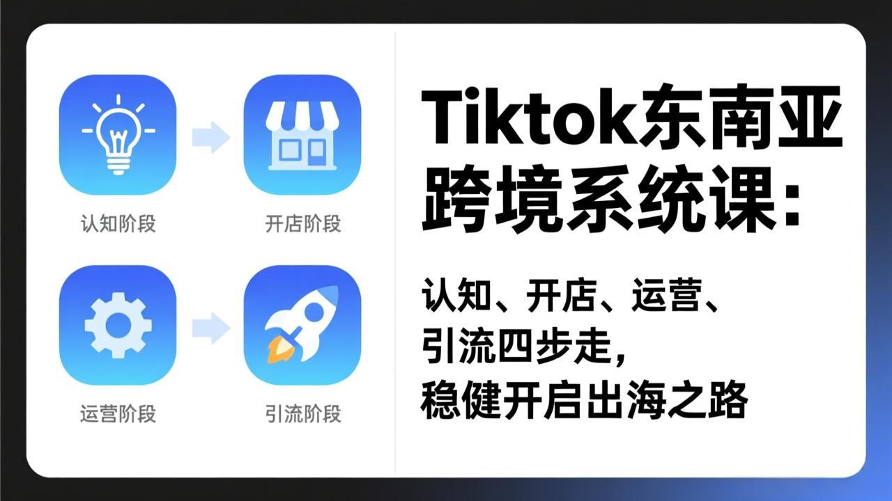 TikTok东南亚跨境系统课：认知、开店、运营、引流四步走，稳健开启出海之路-仙女副业网