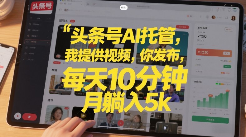 头条号AI托管，我提供视频，你发布，每天10分钟，月躺入5k+【揭秘】-仙女副业网