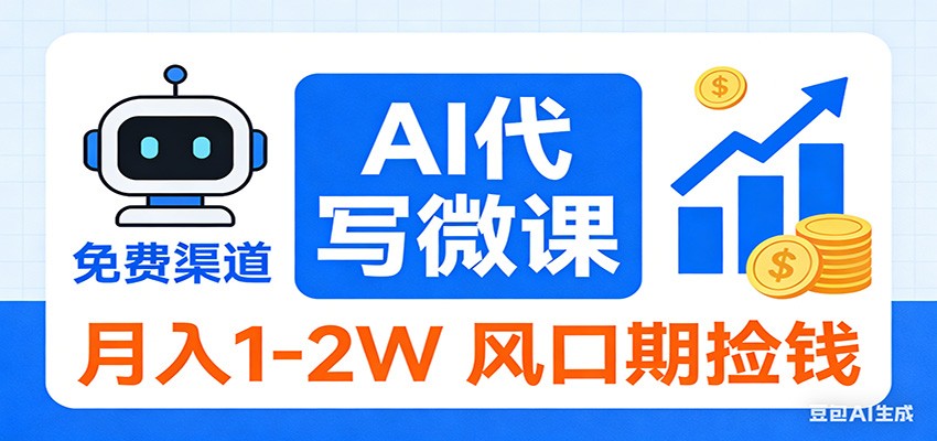 2026告别打工！AI 代写微课，提供免费渠道，月入 1-2W 风口期捡钱-仙女副业网