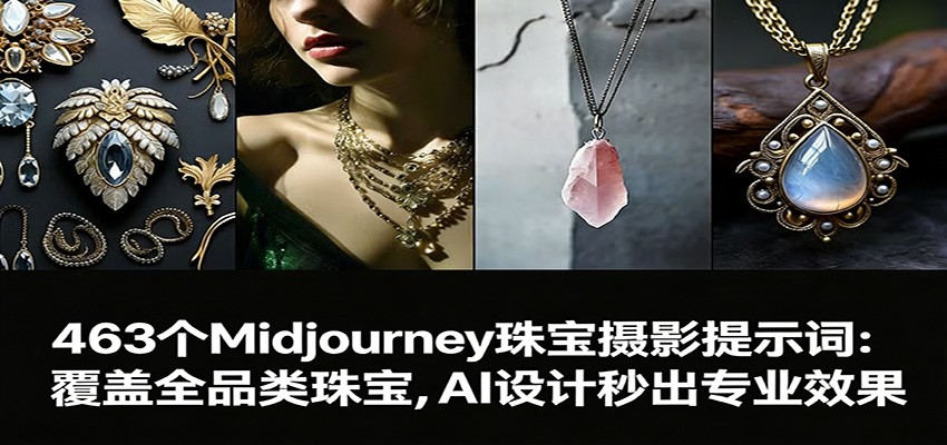 463个Midjourney珠宝摄影提示词：覆盖全品类珠宝，AI设计秒出专业效果-仙女副业网