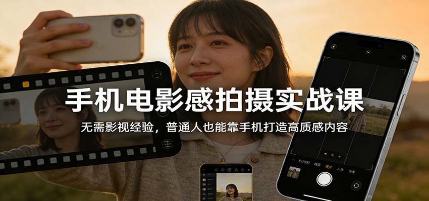 手机电影感拍摄实战课：无需影视经验，普通人也能靠手机打造高质感内容-仙女副业网