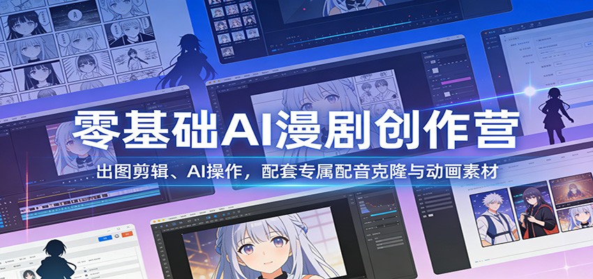 零基础AI漫剧创作营：出图剪辑、AI操作，配套专属配音克隆与动画素材-仙女副业网