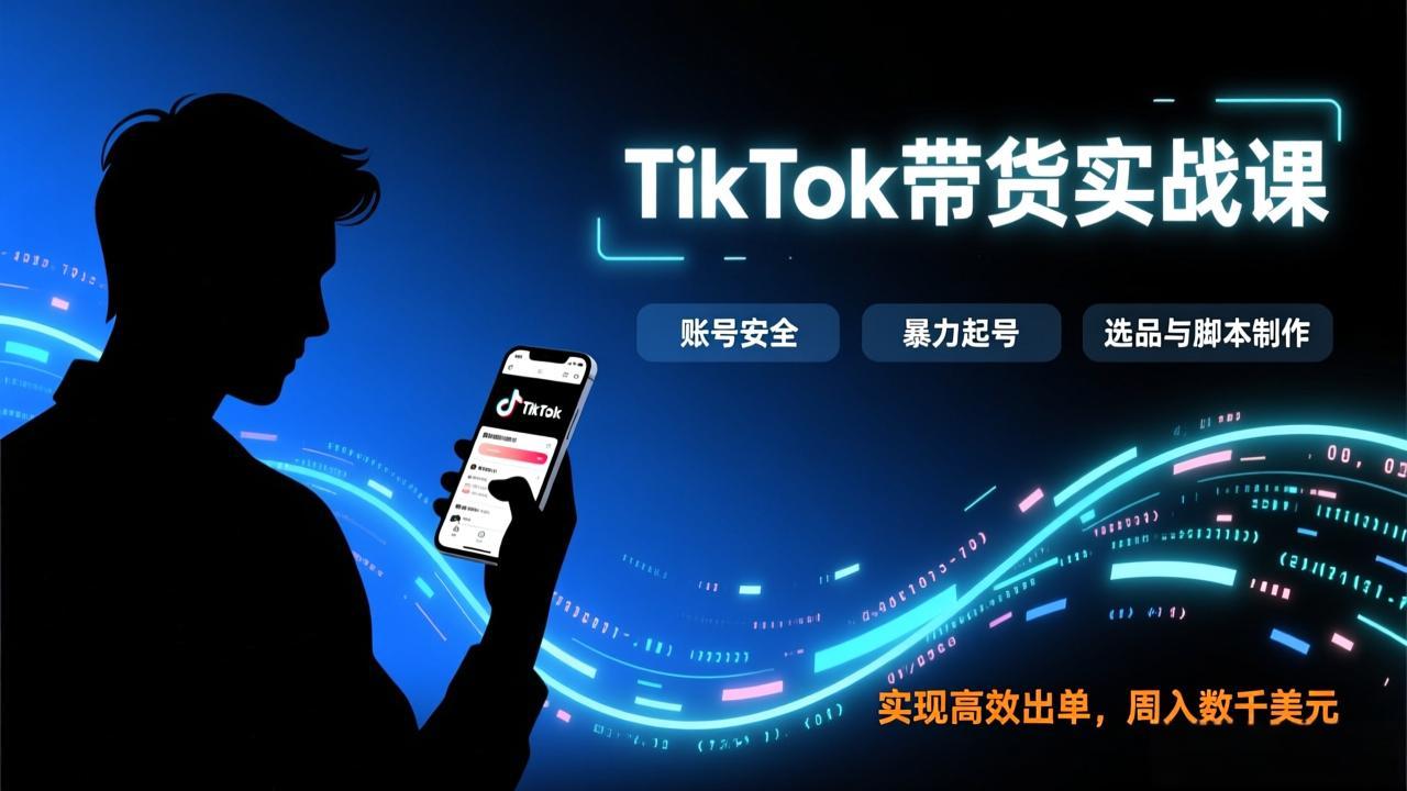TikTok带货实战课，涵盖账号安全、暴力起号、选品与脚本制作，实现高效出单，周入数千美元-仙女副业网