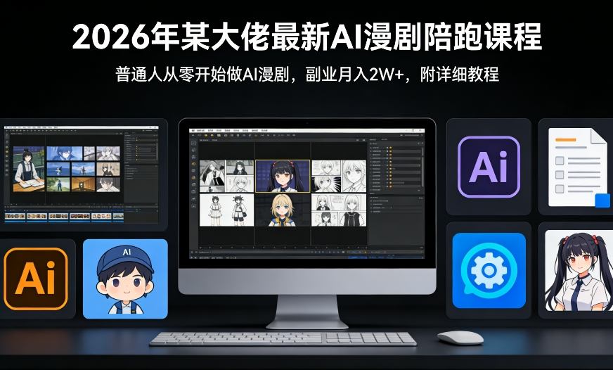 26年某大佬最新Ai漫剧陪跑课程，普通人从零开始做AI漫剧，副业月入2W+-仙女副业网