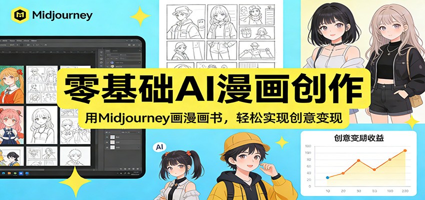 零基础AI漫画创作：用Midjourney画漫画书，轻松实现创意变现-仙女副业网