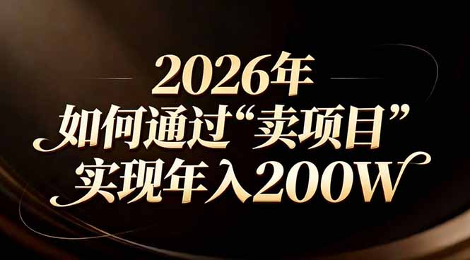 站在2026年的十字路口：一个普通人如何通过卖项目实现年入200万-仙女副业网