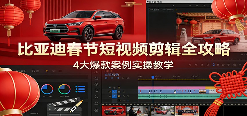 比亚迪春节短视频剪辑全攻略，4大爆款案例实操教学-仙女副业网