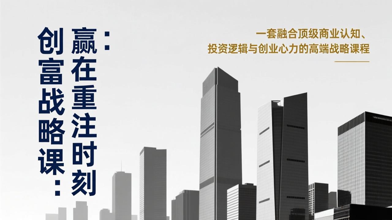 《创富战略课：赢在重注时刻》一套融合顶级商业认知、投资逻辑与创业心力的高端战略课程-仙女副业网