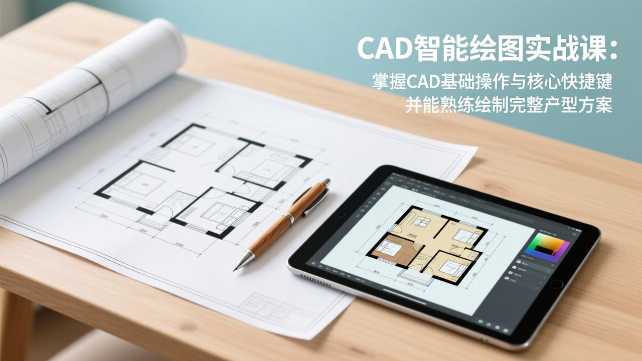 CAD智能绘图实战课：掌握CAD基础操作与核心快捷键，并能熟练绘制完整户型方案-仙女副业网