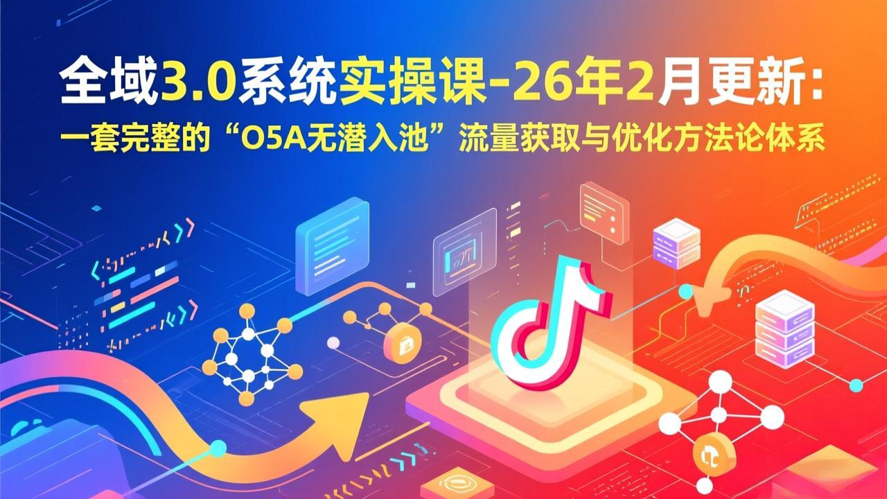 全域3.0系统实操课-26年2月更新:一套完整的“O5A无潜入池”流量获取与优化方法论体系-仙女副业网