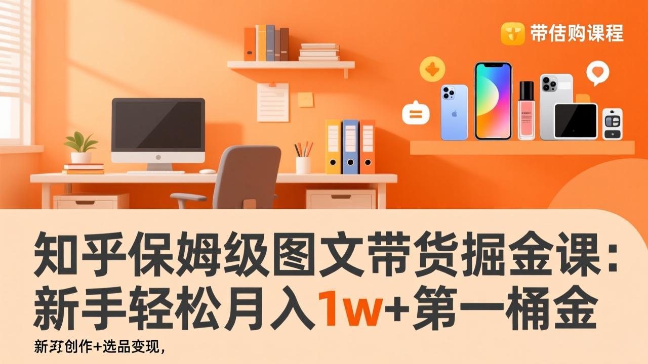 知乎保姆级图文带货掘金课：账号打造+爆文创作+选品变现，新手轻松月入1w+第一桶金-仙女副业网