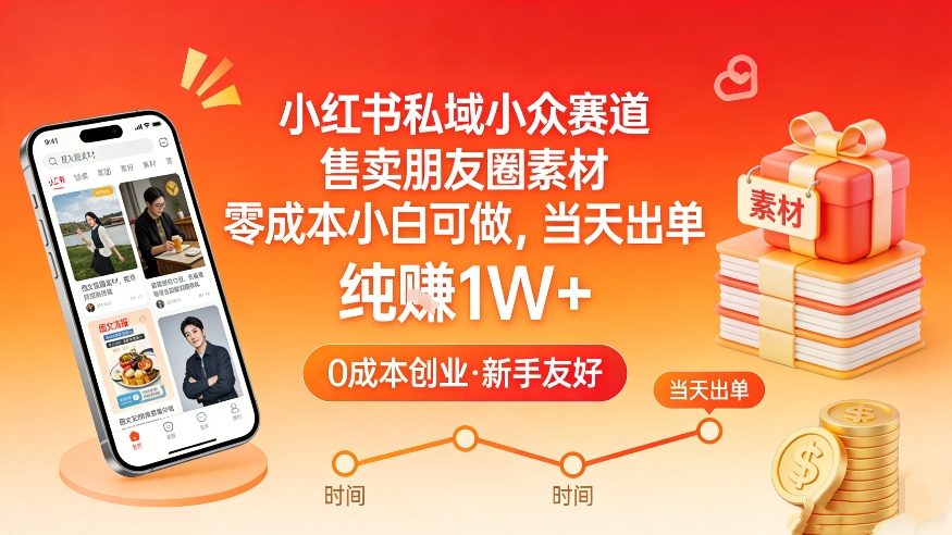 小红书私域小众赛道，售卖朋友圈素材，零成本小白可做，当天出单，月入1W+-仙女副业网