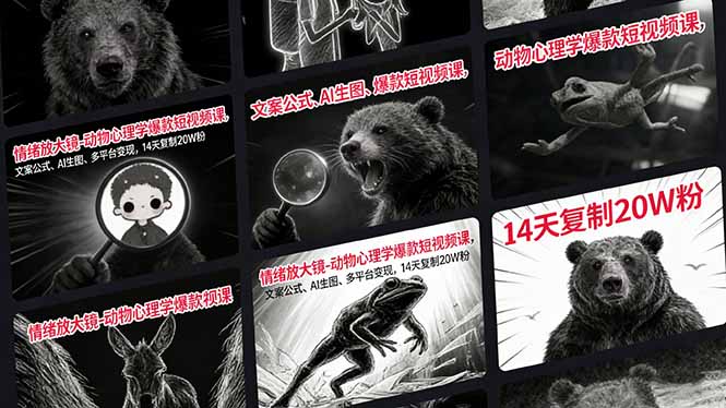 情绪放大镜-动物心理学爆款短视频课，文案公式、AI生图、多平台变现，14天复制20W粉-仙女副业网
