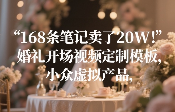 168条笔记卖了20W！婚礼开场视频定制模板，小众虚拟产品-仙女副业网