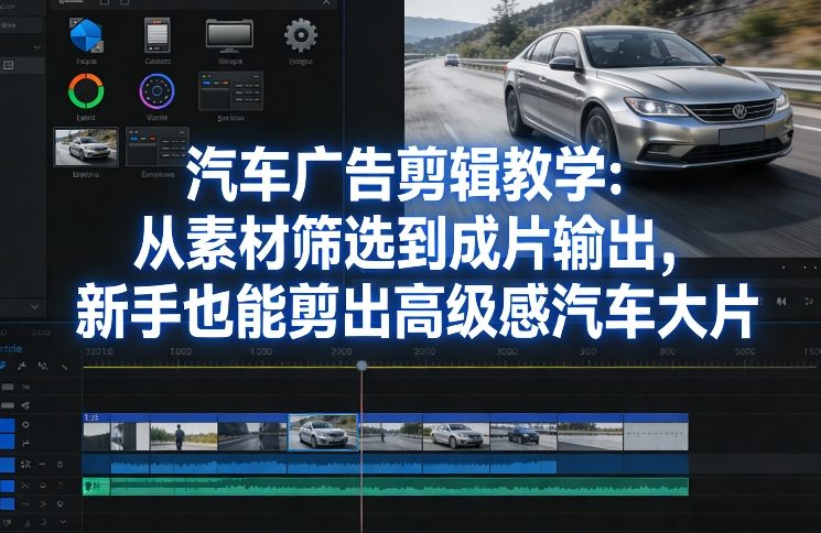 汽车广告剪辑教学：从素材筛选到成片输出，新手也能剪出高级感汽车大片-仙女副业网