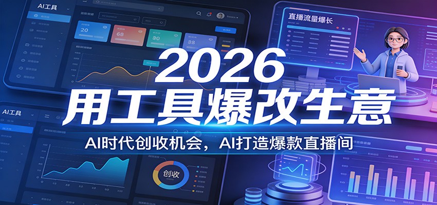 2026用工具爆改生意，AI时代创收机会，AI打造爆款直播间-仙女副业网