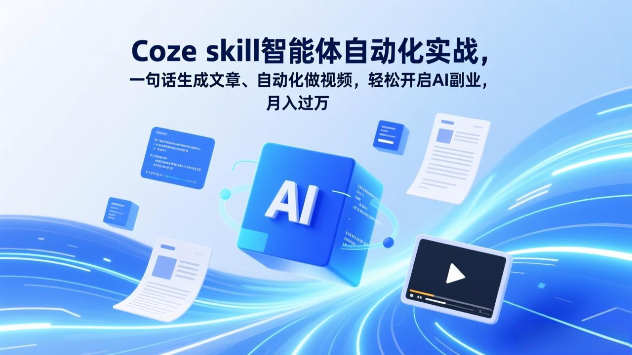 Coze skill智能体自动化实战，一句话生成文章、自动化做视频，轻松开启AI副业，月入过万-仙女副业网