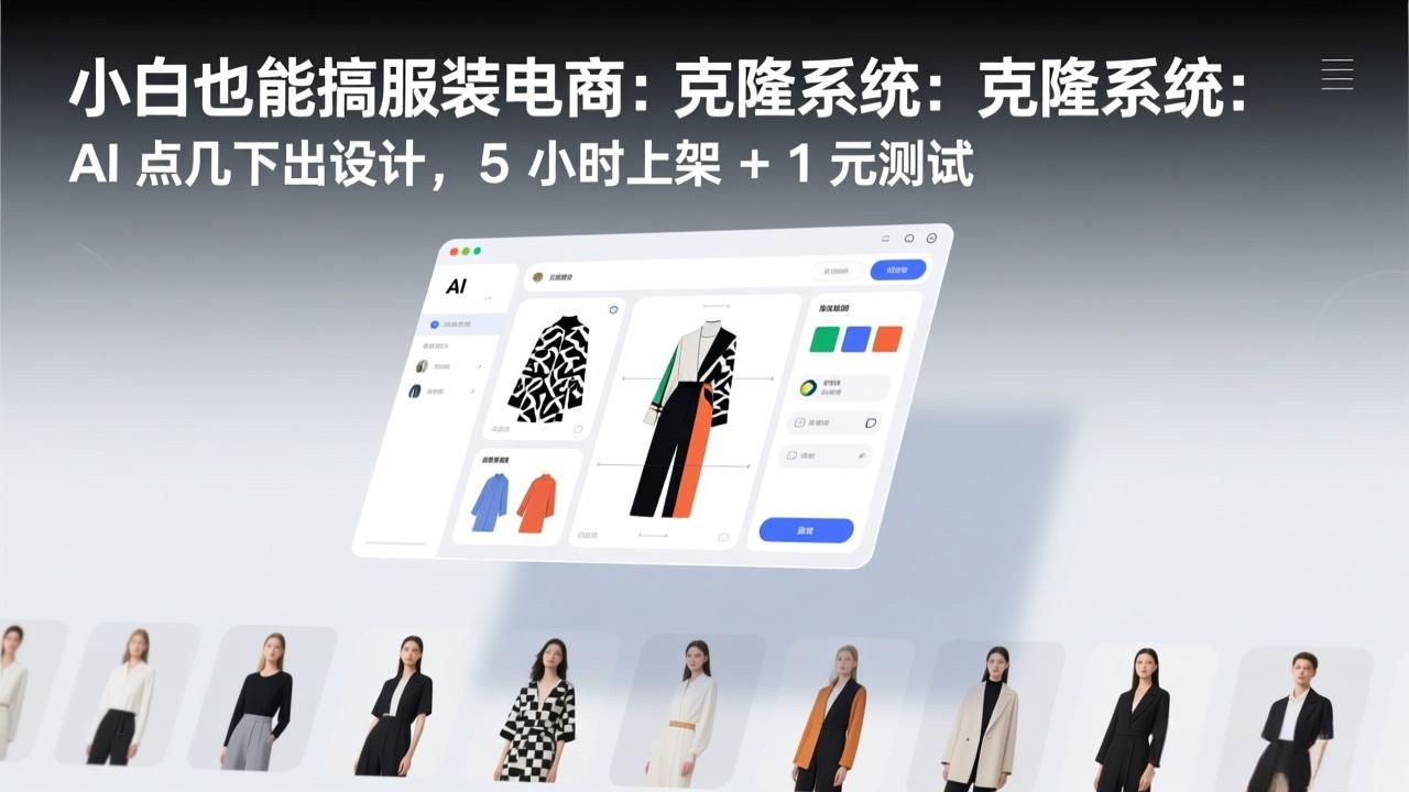 小白也能搞服装电商：克隆系统：AI 点几下出设计，5 小时上架 + 1 元测试-仙女副业网
