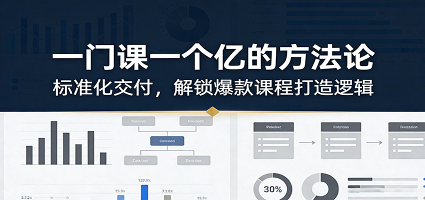 一门课一个亿的方法论：标准化交付，解锁爆款课程打造逻辑-仙女副业网