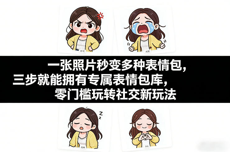 一张照片秒变多种表情包，三步就能拥有专属表情包库，零门槛玩转社交新玩法【文档】-仙女副业网