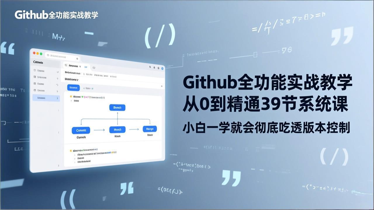 GitHub-全功能实战教学，从0到精通39节系统课，小白一学就会彻底吃透版本控制-仙女副业网