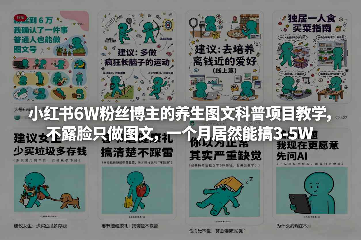 小红书6W粉丝博主的养生图文科普项目教学,不露脸只做图文,一个月居然能搞3-5W-仙女副业网