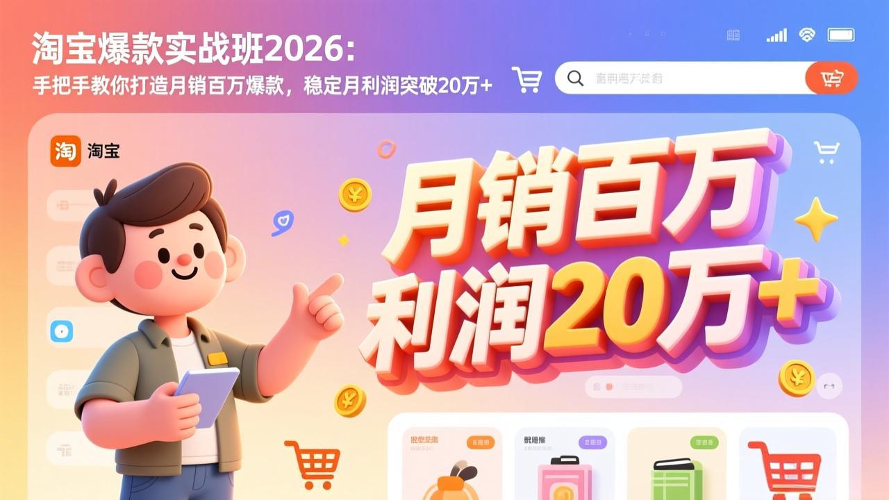 淘宝爆款实战班-2026年3月更新：手把手教你打造月销百万爆款，稳定月利润突破20万+-仙女副业网