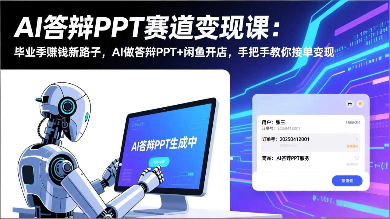 AI答辩PPT赛道变现课：毕业季赚钱新路子，AI做答辩PPT+闲鱼开店，手把手教你接单变现-仙女副业网