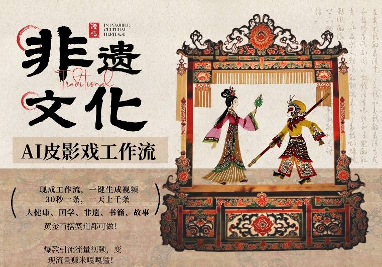 AI一键生成民俗文化非遗皮影戏视频，一刀不剪无需剪辑，30S一条，一天上百条，流量财富嘎嘎猛-仙女副业网