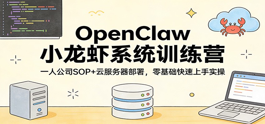 OpenClaw小龙虾系统训练营:一人公司SOP,云服务器部署,零基础快速上手实操-仙女副业网