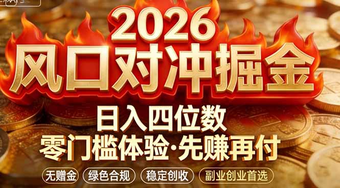 2026美金对冲套利，无赠金对冲策略保驾护航，低门槛易上手实操。单人单日收益2000+-仙女副业网