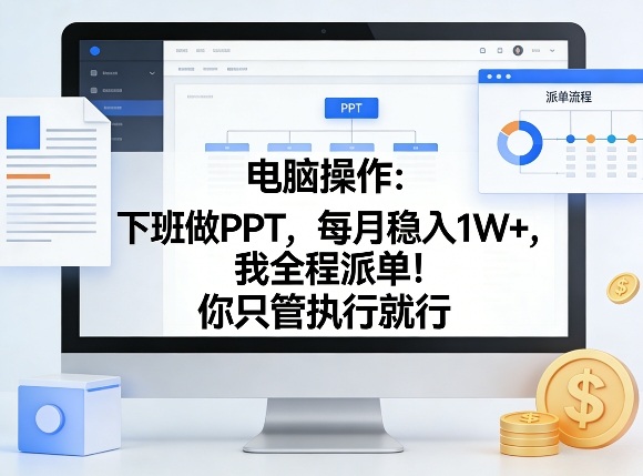 电脑操作:下班做PPT,每月稳入1W+,我全程派单!你只管执行就行【揭秘】-仙女副业网