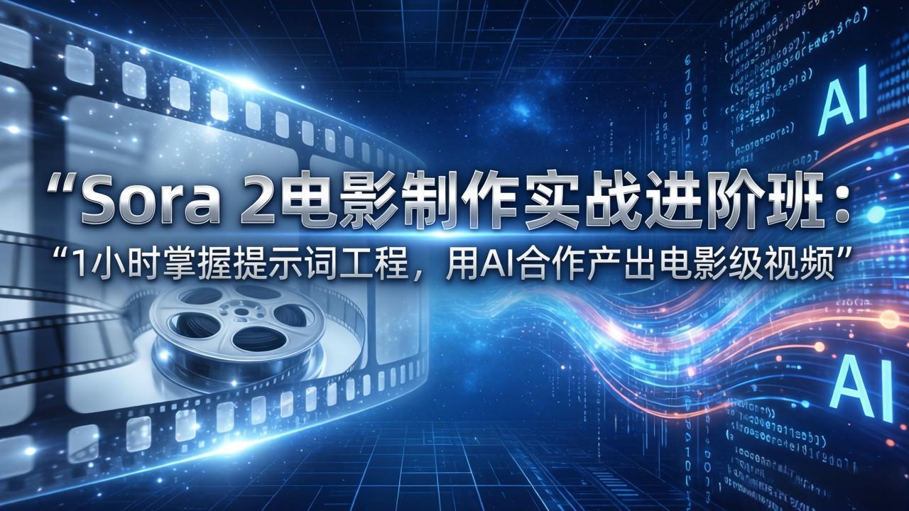 Sora 2电影制作实战进阶班:1小时掌握提示词工程,用AI合作产出电影级视频-仙女副业网