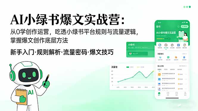 AI 小绿书爆文实战营：从0学创作运营，吃透小绿书平台规则与流量逻辑，掌握爆文创作底层方法-仙女副业网
