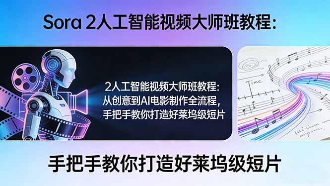 Sora 2人工智能视频大师班教程:从创意到AI电影制作全流程,手把手教你打造好莱坞级短片-仙女副业网
