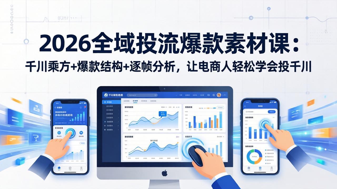 2026全域投流爆款素材课:千川乘方+爆款结构+逐帧分析,让电商人轻松学会投千川-仙女副业网