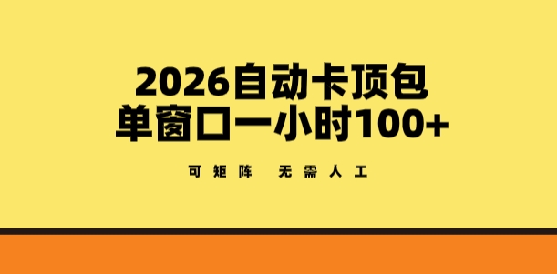 2026自动卡顶包玩法,单窗口一小时100+,可矩阵操作,无需人工【揭秘】-仙女副业网