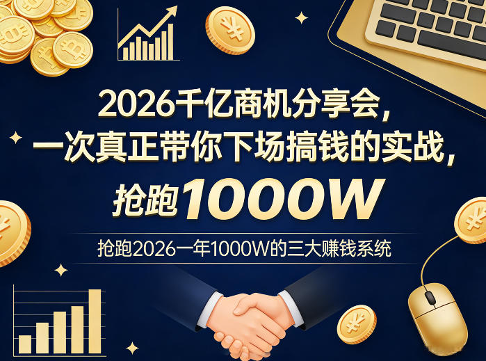 2026千亿商机分享会,一次真正带你下场搞钱的实战,抢跑2026一年1000W的三大賺钱系统-仙女副业网