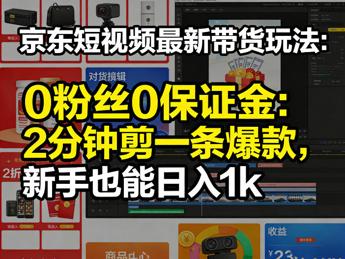 京东短视频最新带货玩法，0粉丝0保证金，2分钟剪一条爆款，新手也能日入1k+【揭秘】-仙女副业网