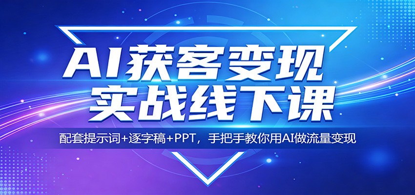 AI获客变现实战线下课：配套提示词+逐字稿+PPT，手把手教你用AI做流量变现-仙女副业网