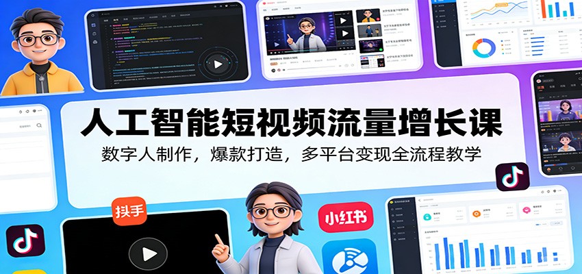 人工智能短视频流量增长课：数字人制作，爆款打造，多平台变现全流程教学-仙女副业网