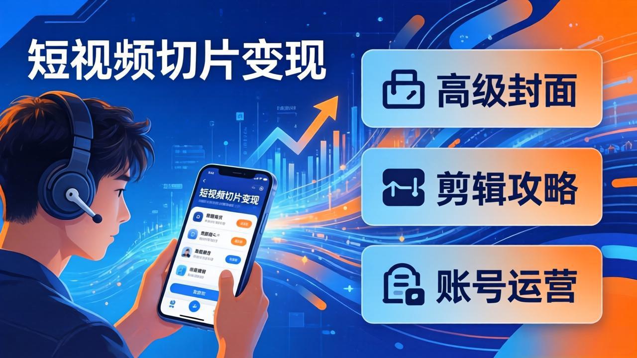 短视频切片变现速成班2.0：高级封面+剪辑攻略+账号运营，0基础小白快速入局副业-仙女副业网