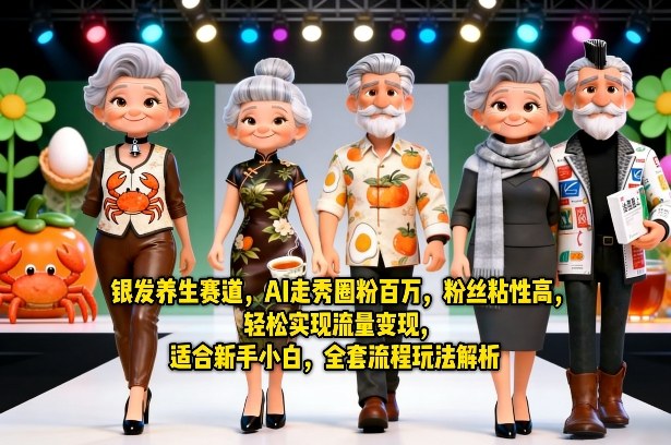 银发养生赛道，AI走秀圈粉百万，粉丝粘性高，轻松实现流量变现，适合新手小白，全套流程玩法解析-仙女副业网