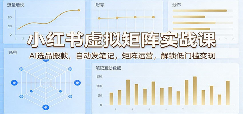 小红书虚拟矩阵实战课：AI选品搬款，自动发笔记，矩阵运营，解锁低门槛变现-仙女副业网