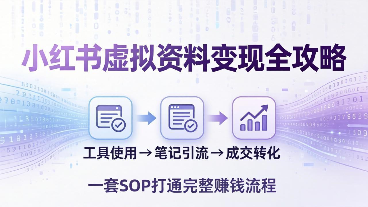 小红书虚拟资料变现全攻略：从工具使用到笔记引流成交，一套 SOP 打通完整赚钱流程-仙女副业网
