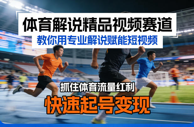 体育解说精品视频赛道，教你用专业解说赋能短视频，抓住体育流量红利，快速起号变现-仙女副业网