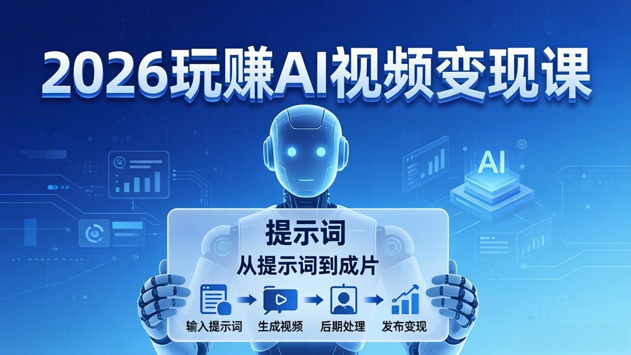 2026玩赚AI视频变现课：掌握 AI 视频全流程技能，从提示词到成片高效产出-仙女副业网